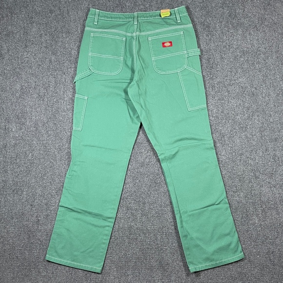NWT Dickies Women's Size 11/30 High Waisted Carpenter Relaxed Pants Green 0694 - Picture 1 of 11
